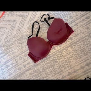 Maroon/burgundy Victoria’s Secret PINK wear everywhere lightly lined 36C